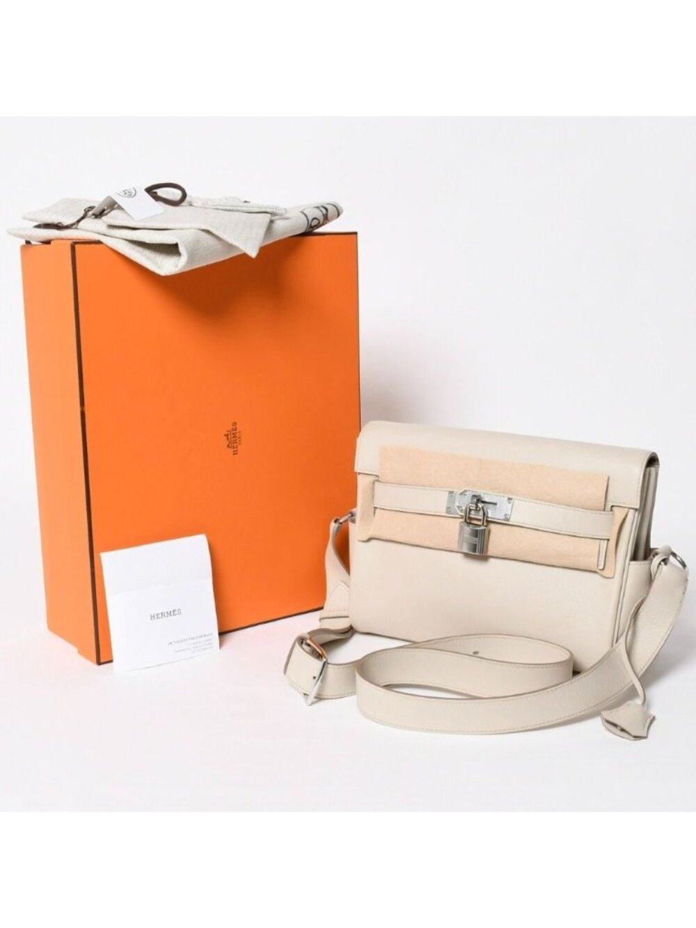 Hermes Shoulder Bag Kelly Messenger PM Evercolor Beton Silver